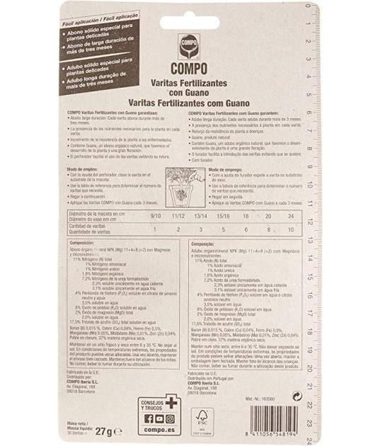 Varitas Fertilizantes con Guano 30... Varitas Fertilizantes con Guano 30...