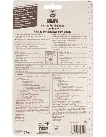 Varitas Fertilizantes con Guano 30 piezas - Compo