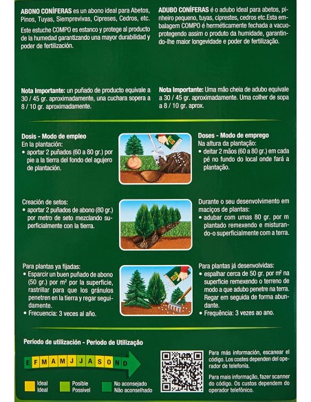 Abono Coniferas y setos 750gr- Compo 