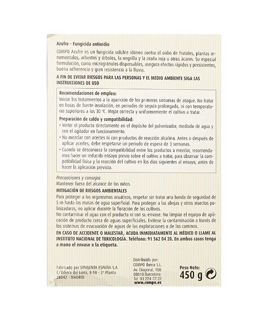 Azufre Fungicida 450gr - Compo Azufre Fungicida 450gr - Compo