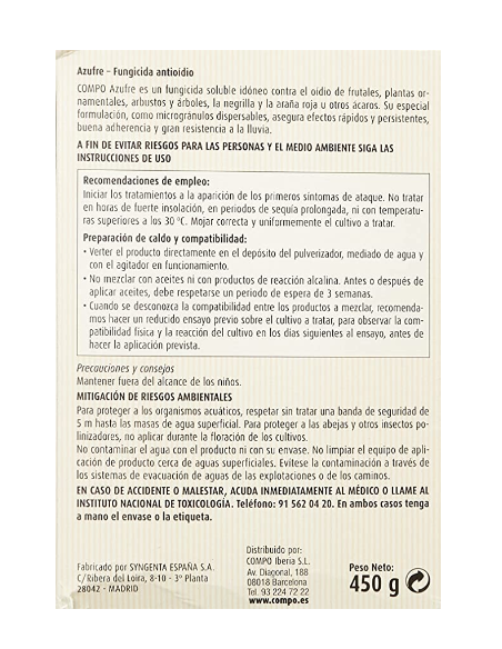 Azufre Fungicida 450gr - Compo