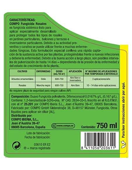 Duaxo Fungicida Rosales 750ml - Compo