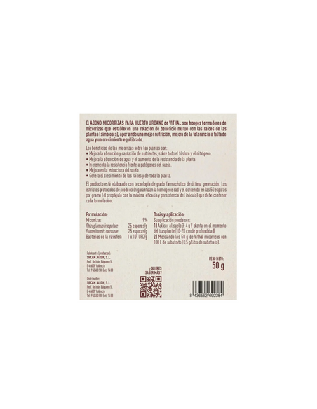 Abono Micorrizas para Huerto urbano y Ornamentales 50 gr - Vithal