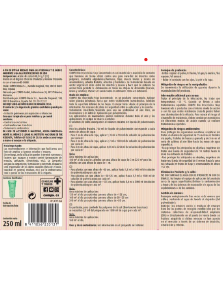 Bio insecticida stop concentrado 250ml - Compo