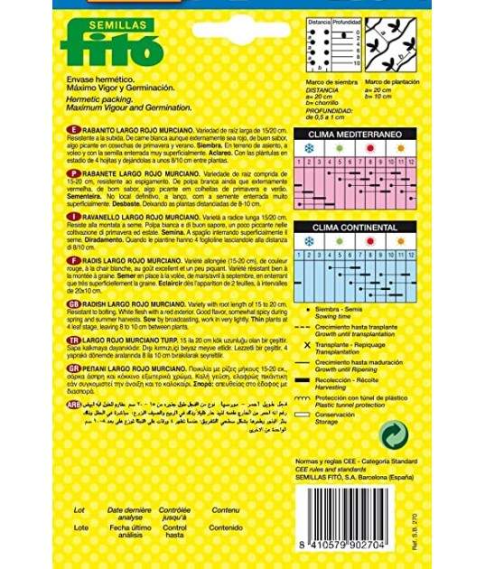 Semillas de rabanito largo rojo 20gr... Semillas de rabanito largo rojo 20gr...