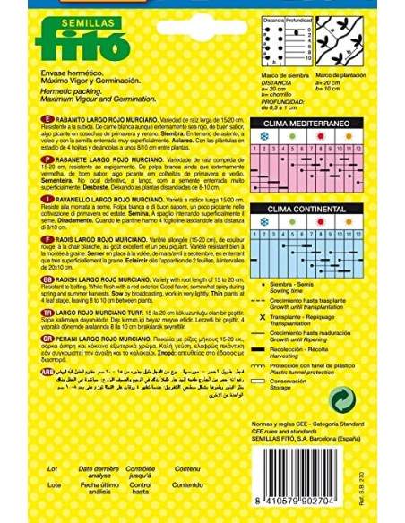 Semillas de rabanito largo rojo 20gr - Fitó