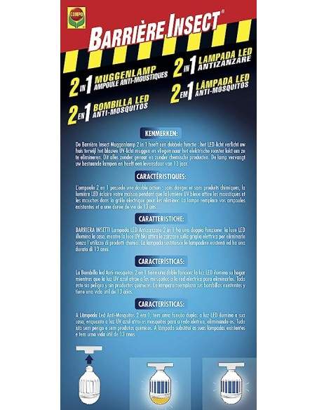 Barrera 2 en 1 Bombilla antimosquitos - Compo