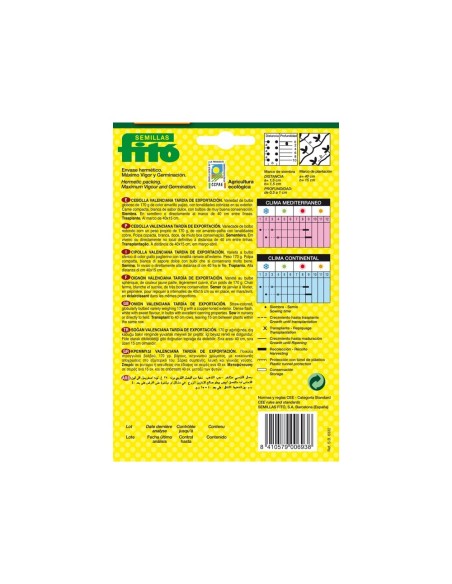 SEMILLAS CEBOLLA VALENCIANA TARDIA EXPORTACIÓN - FITÓ