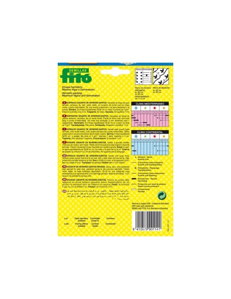 SEMILLAS ESPINACA GIGANTE DE INVIERNO-SANTOS - FITO