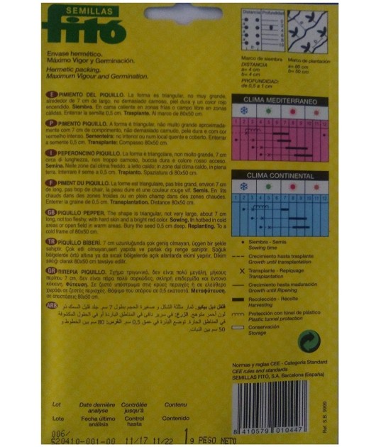 SEMILLAS PIMIENTO PIQUILLO - FITÓ
