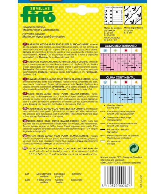 SEMILLAS RABANITO MEDIO-LARGO ROJO...