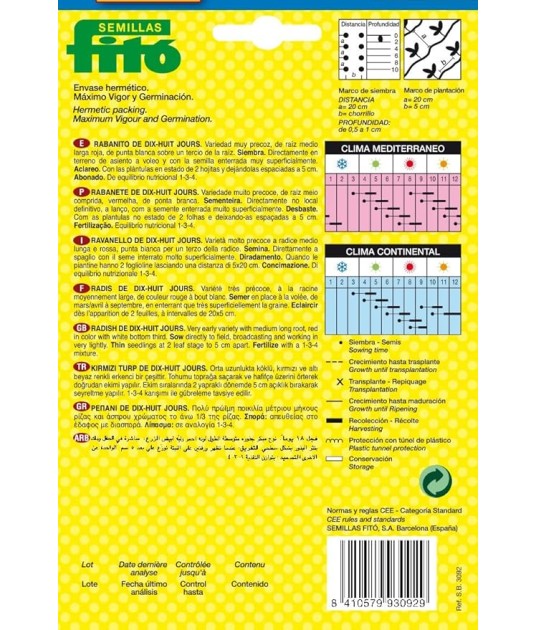 SEMILLAS RABANITO DE DIX-HUIT JOURS -...