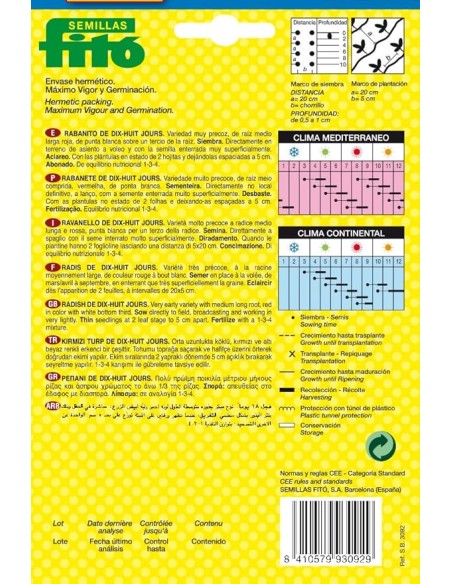 SEMILLAS RABANITO DE DIX-HUIT JOURS - FITO